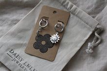 Load image into Gallery viewer, Mini Silver Sun and Moon Earrings
