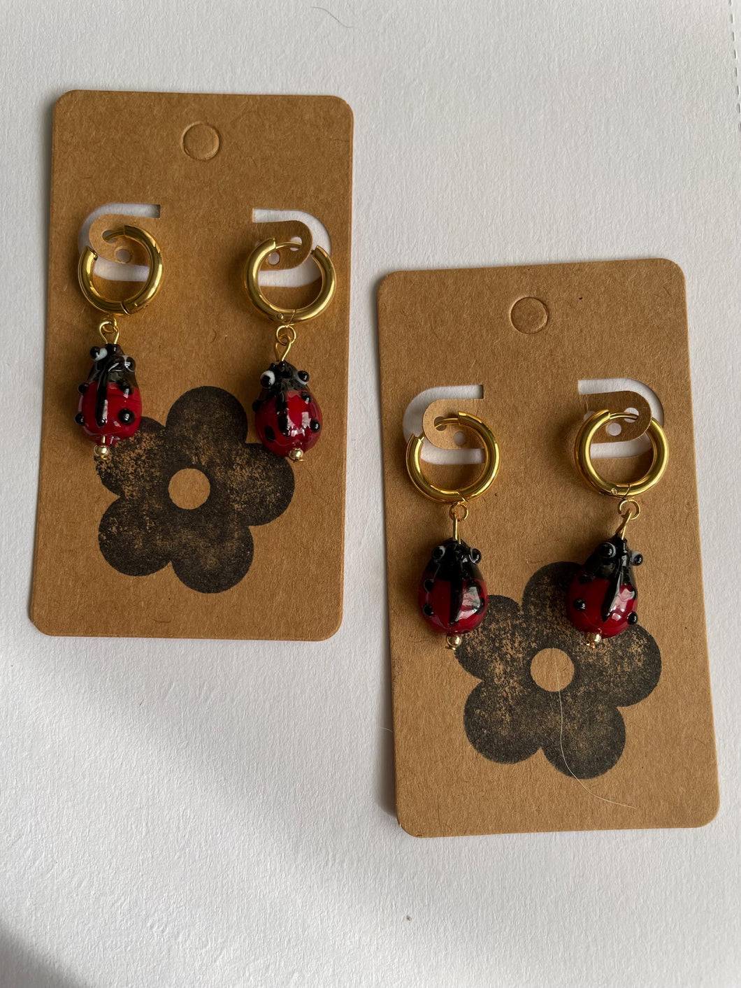 Gold Ladybug Earrings